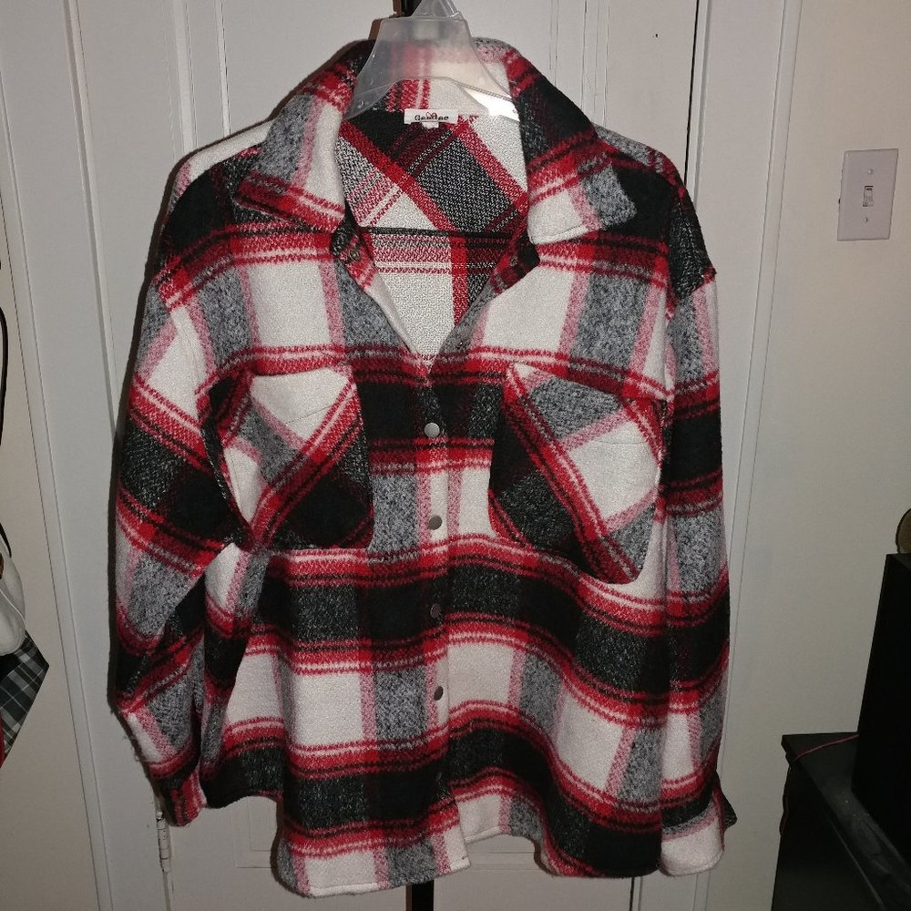 GeeGee: Plaid Oversized Shirt Jacket - Women's Size Large - NWOT
